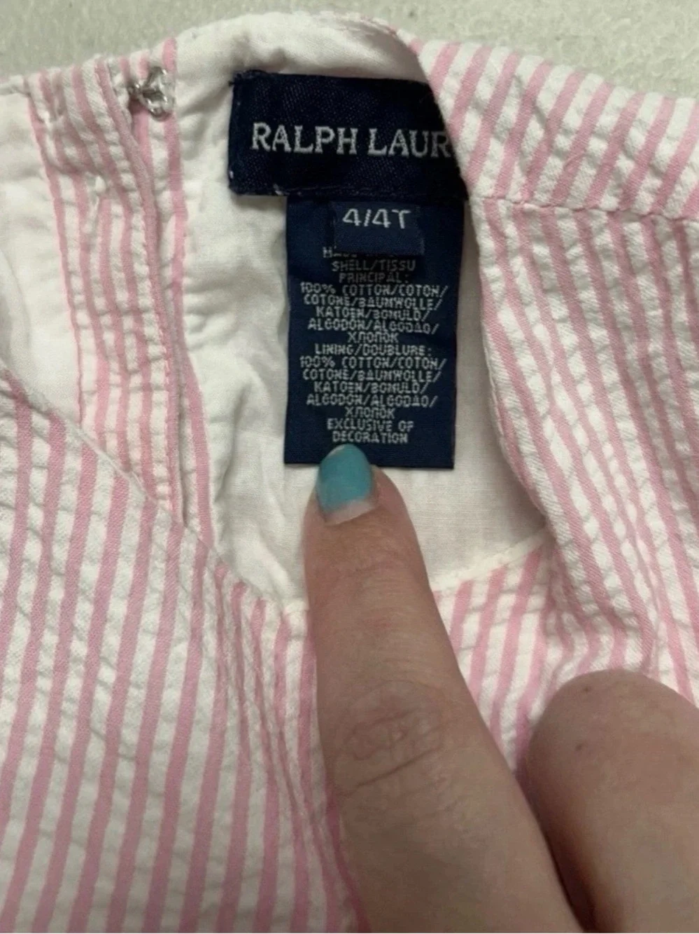 Girls Polo Ralph Lauren Formal Pink Seersucker Spring Or Summer Dress Size 4T